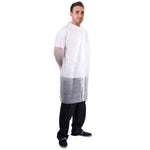 White N/W Vis Coat Velcro Large - 50pieces