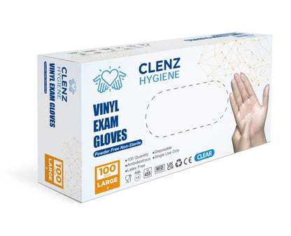 Large Clenz Clear Vinyl Gloves