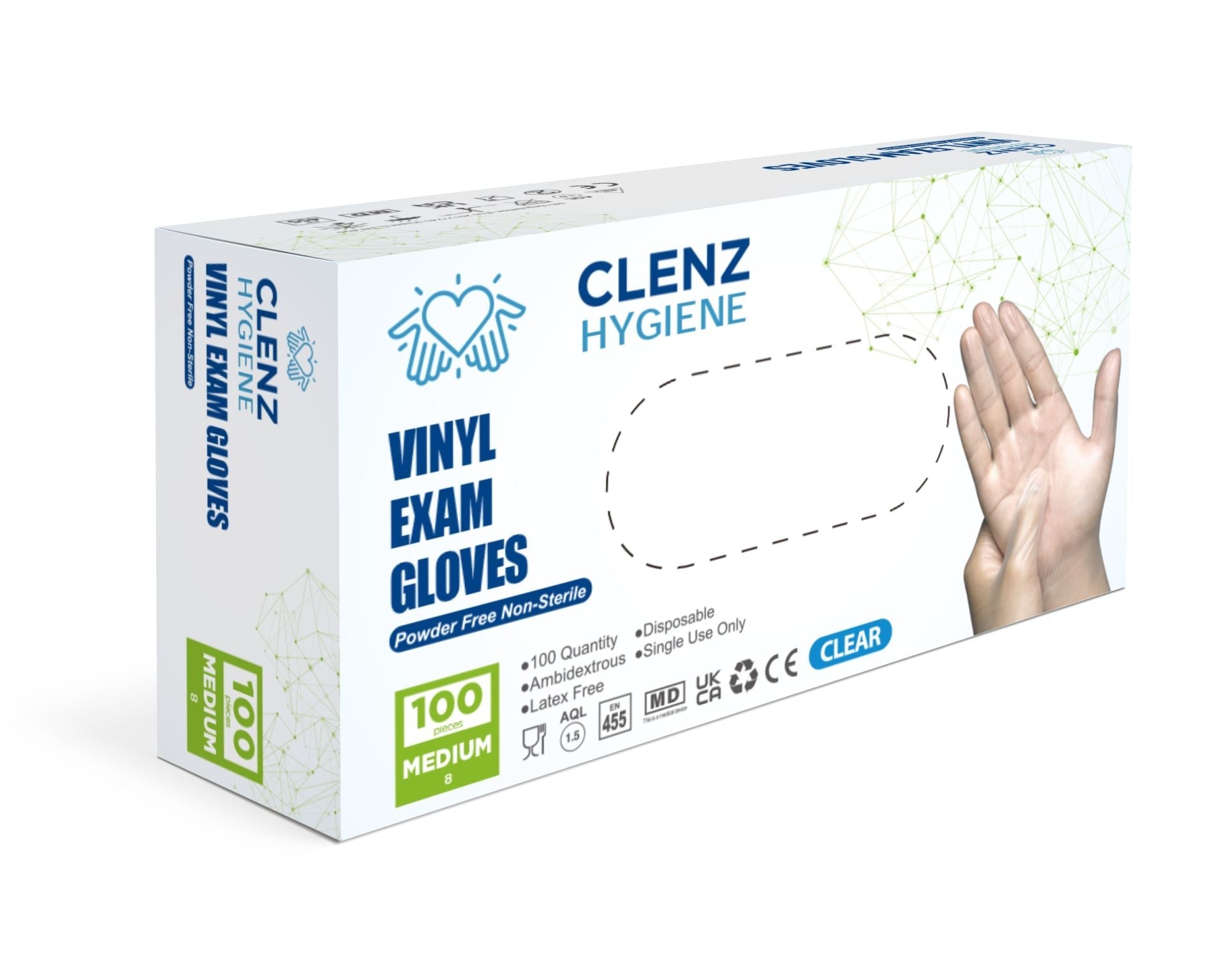 Medium Clenz Clear Vinyl Gloves