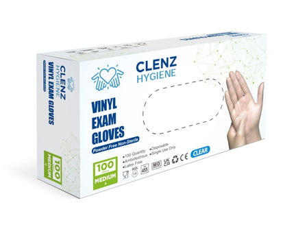 Medium Clenz Clear Vinyl Gloves