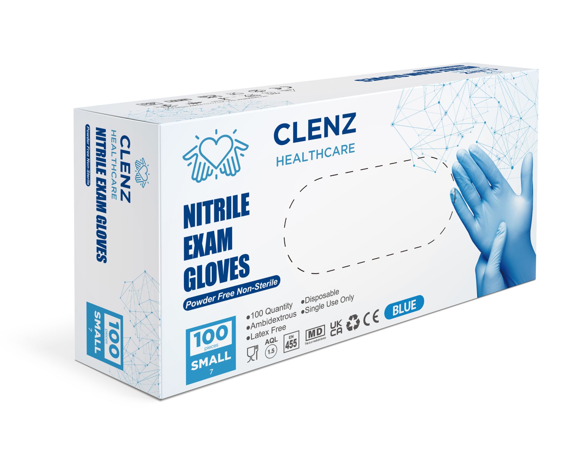 Small Case Clenz Blue Nitrile Gloves