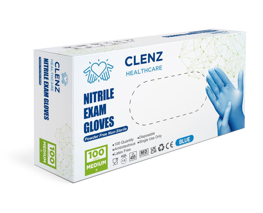 Clenz Blue Nitrile Gloves Medium (10 Pack)