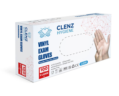 Extra Large Clenz Clear Vinyl Gloves