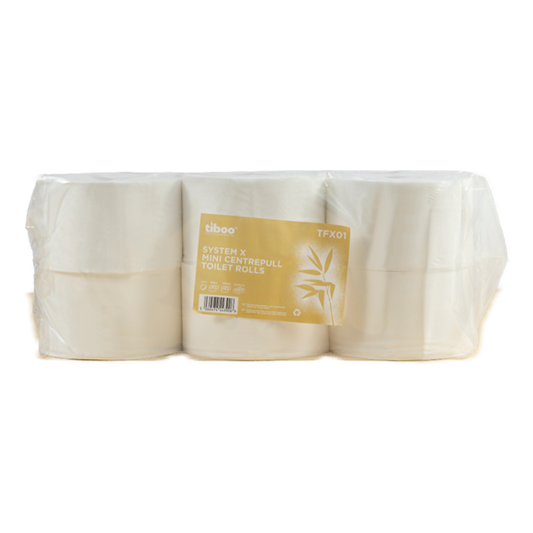 Tiboo - System X - Sugarcane 2ply Mini Centrefeed Toilet Rolls (12x140m)