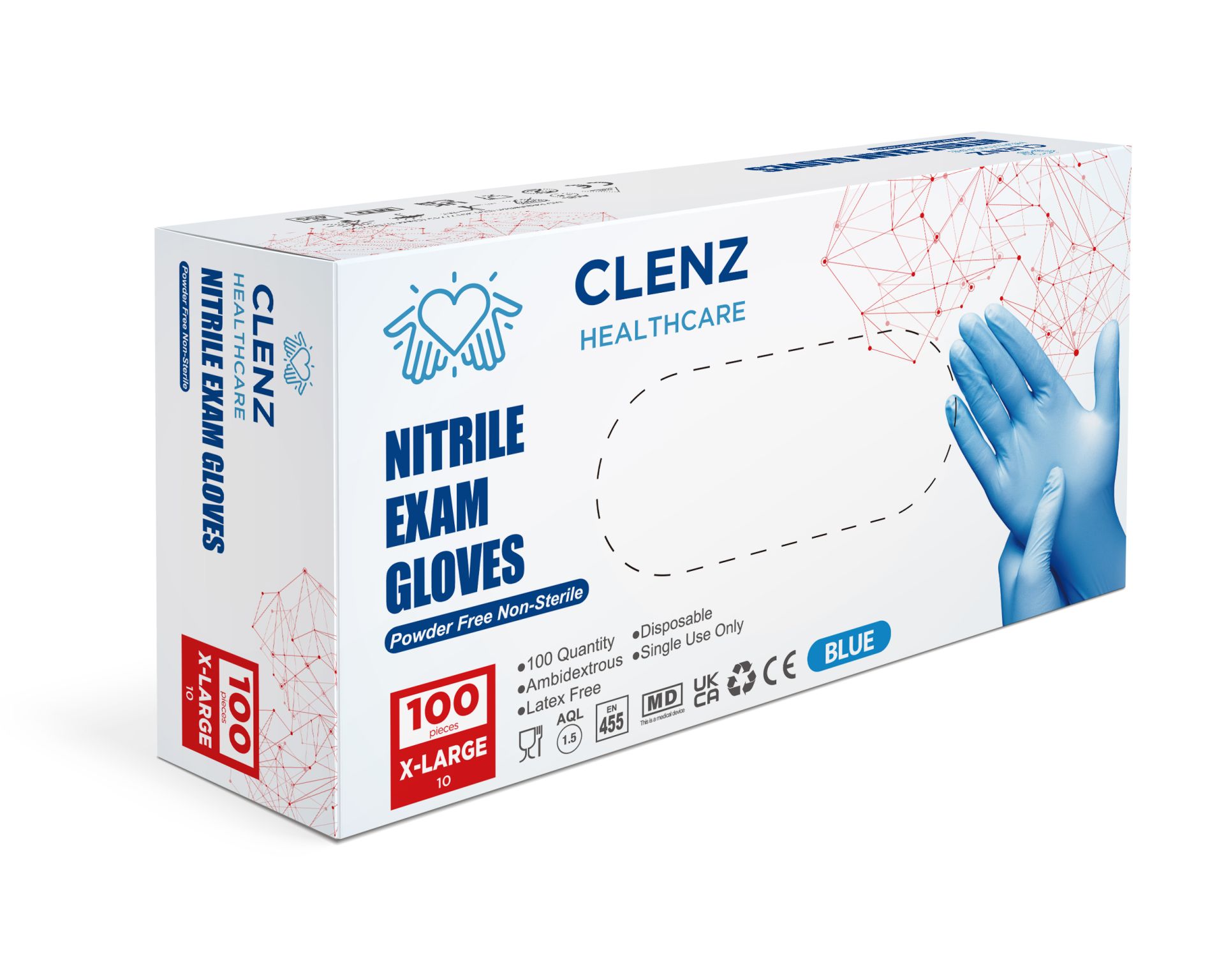 Extra Large Box Clenz Blue Nitrile Gloves